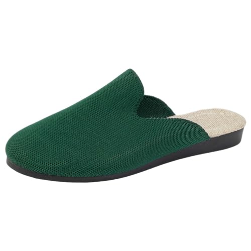 Mules For Women Flats Slip On Backless Flat Mule Pointed Toe Slides Loafer Slipper Damen Freizeit Hausschlappen Hausschuhe Mit Breiter Schlappen Atmungsaktiv Pantoffeln Slip-On Schuhe Flache von Generisch