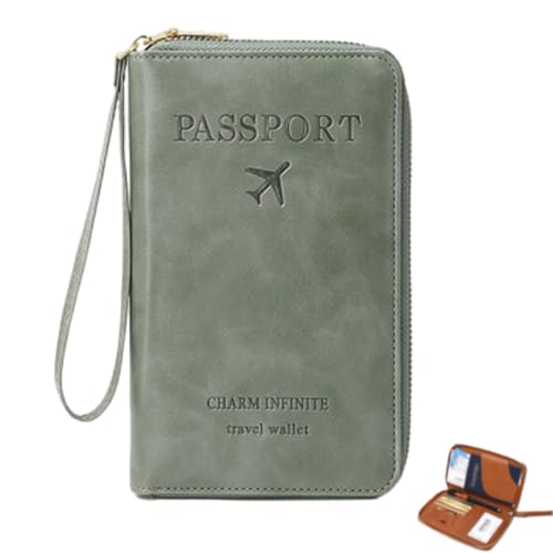 Multi-Functional RFID Passport Wallet RFID Passport Holder for Travel Anti-Theft Protective Case Travel Wallet for Women Men (Green) von Generisch