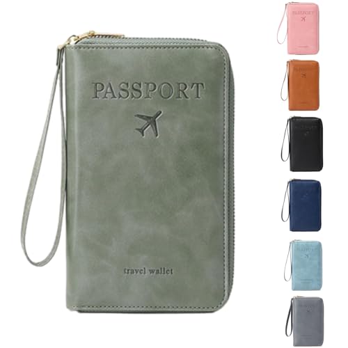 Multi-Functional RFID Passport Wallet - Travel Essential Rfidpassport Holder Wallets for Women Men (Green) von Generisch
