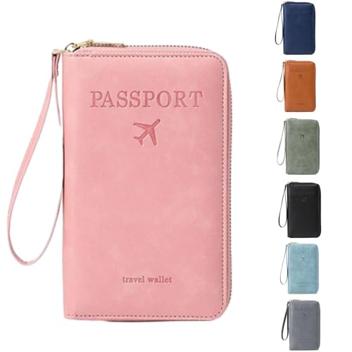Multi-Functional RFID Passport Wallet - Travel Essential Rfidpassport Holder Wallets for Women Men (Pink) von Generisch