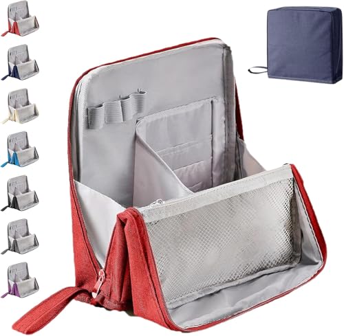 Multi-Purpose Large Capacity Oxford Cloth Standing Makeup Bag, Portable Waterproof Makeup Organizer with Multiple Compartments, Upright Design for Travel, Work and Daily Use (Rot) von Generisch