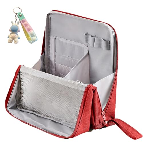 Multi-Purpose Large Capacity Oxford Cloth Standing Makeup Bag, Waterproof Makeup Organizer with Compartments,Vertical Office Desktop Makeups Bag, for Makeups Brushes (Orange) von Generisch
