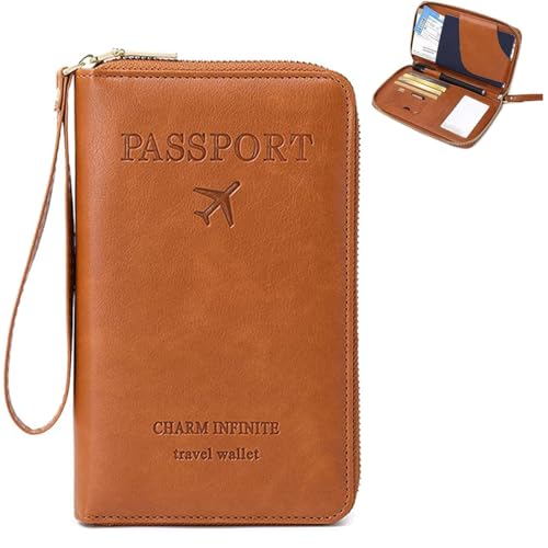 Multi-functional Rfid Passport Wallet with Anti-Theft Protection Travel Essentials Leather Organizer for Men & Women (brown) von Generisch