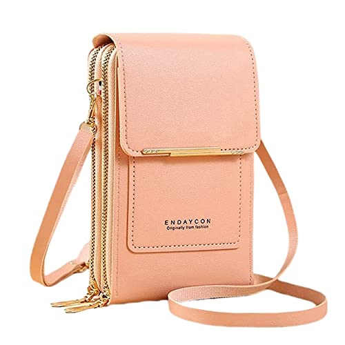 Multifunktionale Damen-Geldbörse mit Touchscreen, PU-Leder, Crossbody-Tasche, Herren-Geldbörsen oder Umhängetaschen, rose, Einheitsgröße von Generisch