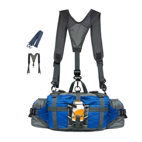 Multifunktionale Gürteltasche Mit 2 Flaschenhalter Rucksack,Ausgestattet Mit Reflektierenden Streifen Reibungs-Verschleißfestigkeit Wasserdicht,Mountainbike-Wanderausrüstung Für Herren Damen von Generisch