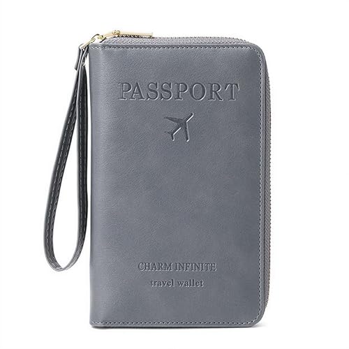 Multifunktionale R FID Reisepasshülle – Anti-Diebstahl-Reisebrieftasche für Damen und Herren, schlanker PU-Organizer mit Kartenfächern, Bargeld- und Ticketfach, Reißverschluss, leicht und von Generisch