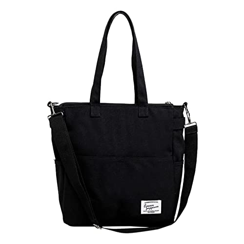 Multifunktionale Tragetasche, Stofftasche, Schultertasche, Studententasche, Freizeit, Kuriertasche, Segeltuch, Clutch, Geldbörse, Party, Schwarz , Einheitsgröße von Generisch