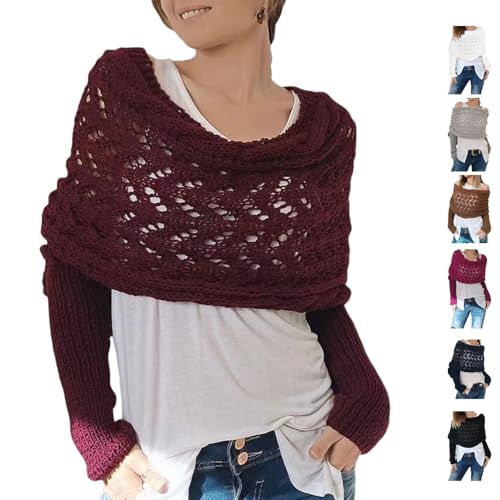Multifunktionaler Schal mit Ärmeln für Damen, Knitted Cable Wrap,Shrugs for Women,Knitted Wrap,Sweater Scarf with Sleeves for Women,Sweater Scarf with Sleeves,Knitted Cable Wrap Sweater Scarf von Generisch