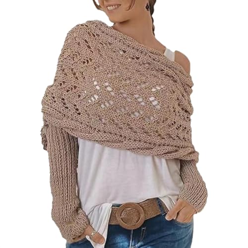 Multifunktionstuch mit Ärmeln | Strickschal mit Ärmeln | Shawl Wraps Sweater Schal | Schal mit Ärmeln Sweater Wrap | Multifunktionaler Ärmel-Wickelschal für Damen, khaki, Refer to description von Generisch