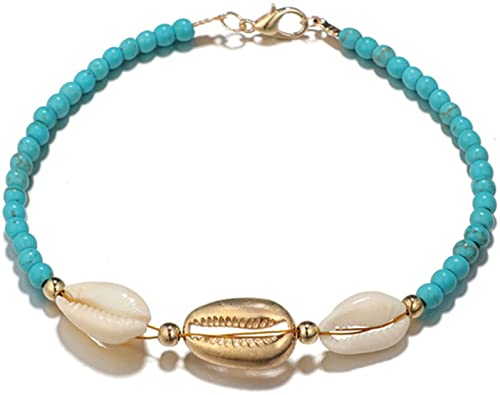 Muschel-Fußkettchen, Armband, Sommer, Strand, Perlen, handgefertigt, Boho, verstellbarer Fußschmuck von Generisch