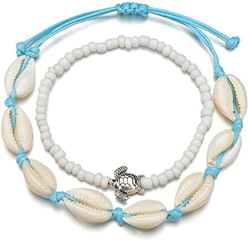 Muschel Fußkettchen für Frauen Sommer Natürliche Kauri Verstellbare Fußkettchen Handgemachte Hawaiianische Muschel Schmuck Geschenke für Mädchen Practical design von Generisch