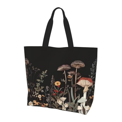 Mushroom Forest Tote Bag Damen Schulterhandtaschen Pflanze Einkaufstaschen Wasserabweisend Große Handtasche mit Innentasche für Arbeit Reise Schule von Generisch