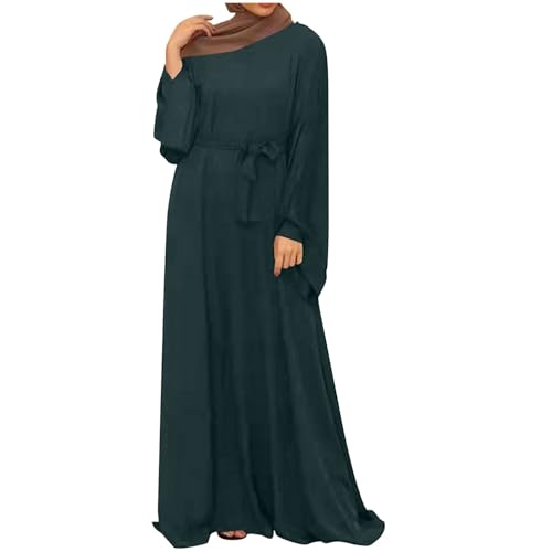 Muslimische Kleider Damen, Muslimisches Ramadan Einteiliges Gebetskleid Rundhal Trompetenärmel Baggy Abaya Naher Osten Dubai Türkei Robe Gebet Slim Fit Maxi Kleid Islamischer Kaftan Kleid von Generisch