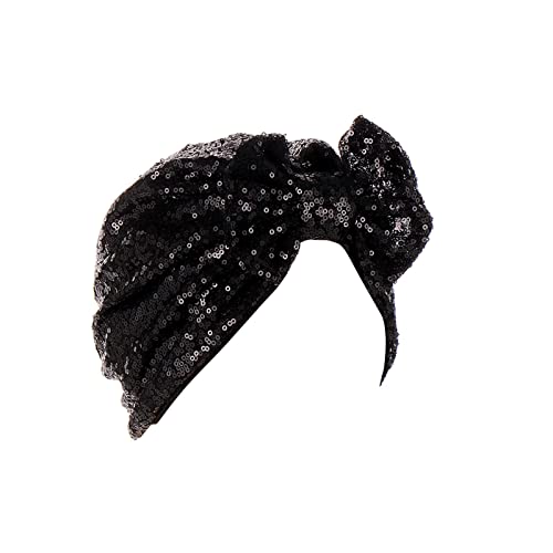 Muslimischer Turban für Damen, mit Pailletten, Haarband, Kopfbedeckung, Schielen, Schwarz , Einheitsgröße von Generisch