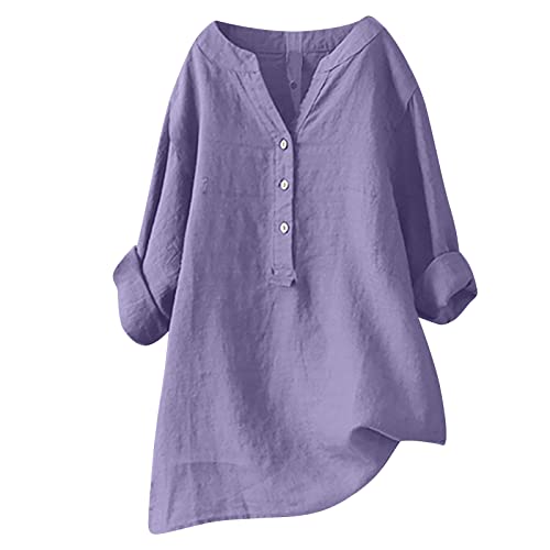 Musselin Bluse Damen Leinenbluse Damen Sommer Langarm Große Größen Hemdbluse Blusenkleid Baumwolle Leinen Elegant Weiß Longbluse Blusenshirt Bügelfrei Schwarz Mittelalter Tuniken Damenblusen von Generisch
