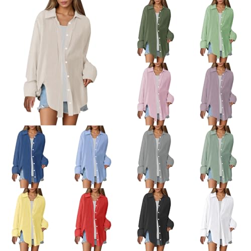 Musselin Bluse Damen Oversized Einfarbig Sommer Long Bluse Leinenbluse Oversize Langarm Modern Oberteile Long Shirt Elegant Hemdbluse Locker Langarmshirt Tuniken Cordhemd Jeansbluse Musselin Bluse Damen Oversized Einfarbig Sommer Long Bluse Leinenbluse Oversize Langarm Modern Oberteile Long Shirt Elegant Hemdbluse Locker Langarmshirt Tuniken Cordhemd Jeansbluse von Generisch