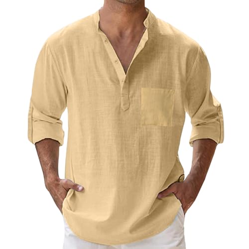 Musselin Hemd Herren, Leinenhemd Herren Langarm Musselin Leinen Hemden Herrenhemden Leichtes Strandhemd Baumwollhemd Sommer Sommerhemd Linen Shirt Modische Freizeithemd, Khaki, M Musselin Hemd Herren, Leinenhemd Herren Langarm Musselin Leinen Hemden Herrenhemden Leichtes Strandhemd Baumwollhemd Sommer Sommerhemd Linen Shirt Modische Freizeithemd, Khaki, M von Generisch