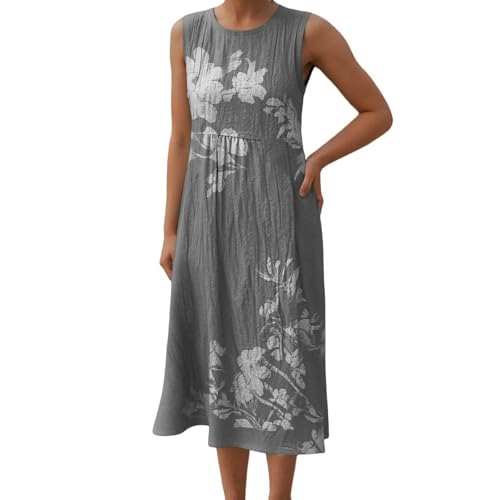 Musselin Kleid Damen, Musselin Kleid Damen Rundhals Boho Kleider Mit Taschen Blumenkleid Ärmellos Sommerkleid Sommer Freizeitkleid Luftiges Strandkleid Knielang Leinenkleid Leichte, Schwarz, S Musselin Kleid Damen, Musselin Kleid Damen Rundhals Boho Kleider Mit Taschen Blumenkleid Ärmellos Sommerkleid Sommer Freizeitkleid Luftiges Strandkleid Knielang Leinenkleid Leichte, Schwarz, S von Generisch