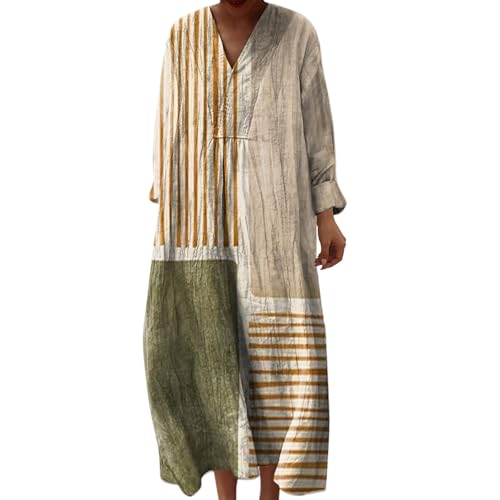 Musselin Kleid Damen, Sommerkleid Lang Damen, Strandkleid Lang Maxikleider V Ausschnitt Sommerkleider Leicht Und Luftig Boho Kleid Elegante Midikleid Freizeitkleid, Blitzangebote Des Tages Aktuell von Generisch