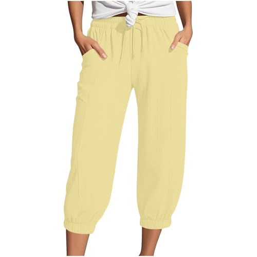 Musselin Kurze Hose Damen 2025 Sommer Leinen Shorts Beach Hosen Mit Taschen Sommerhose Leicht Stoffhose Kleid Stretch Gerades Bein Kordelzug Leinenhose Bluse,S-5XL Musselin Kurze Hose Damen 2025 Sommer Leinen Shorts Beach Hosen Mit Taschen Sommerhose Leicht Stoffhose Kleid Stretch Gerades Bein Kordelzug Leinenhose Bluse,S-5XL von Generisch