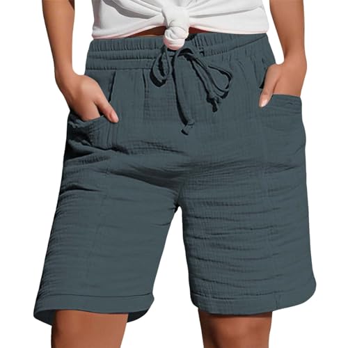 Musselin Kurze Hose Damen 2025 Sommer Leinen Shorts Beach Hosen Mit Taschen Sommerhose Leicht Stoffhose Kleid Stretch Gerades Bein Kordelzug Leinenhose Bluse Hohe Taille betont die Beine Musselin Kurze Hose Damen 2025 Sommer Leinen Shorts Beach Hosen Mit Taschen Sommerhose Leicht Stoffhose Kleid Stretch Gerades Bein Kordelzug Leinenhose Bluse Hohe Taille betont die Beine von Generisch