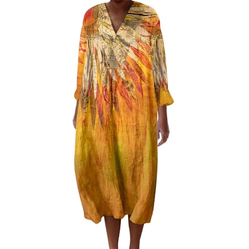 Musselin Sommerkleid Damen Große Größen Kleider Casual V-Ausschnitt 3/4 Ärmel Midikleid Kurzarm A-Linie Kleid Strandkleid Blusenkleid Damen Sommer Spleißen Durchsichtige Flut Musselin Sommerkleid Damen Große Größen Kleider Casual V-Ausschnitt 3/4 Ärmel Midikleid Kurzarm A-Linie Kleid Strandkleid Blusenkleid Damen Sommer Spleißen Durchsichtige Flut von Generisch