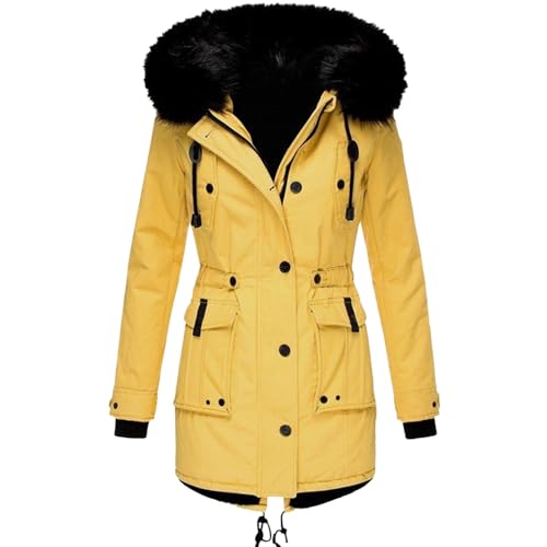 Must Have, Damen Strickjacken Sale, Herbstmantel Damen Elegant Winter Jacke Dicker, Warmer Parka Mit Fleecefutter Und Kapuze, Lockerer Daunenmantel Bomberjacke Damen, Reduzierte Winterjacken Damen von Generisch