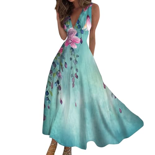 Must Have Warehouse Deals Angebote Sommerkleid Damen Lang Boho Kleid Strandkleid V-Ausschnitt Abendkleider Elegant Für Hochzeit Sommerkleider Leicht Und Luftig Maxikleider Blitzangebote Des Tages von Generisch