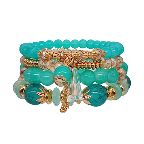 Mutter Tochter Armband Mutter Bohemian Women String Pearl Hand Crystal Style Armband Ocean Accessoire (Green, One Size) von Generisch