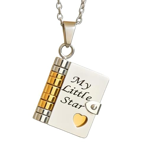 My Little Star Book Necklace for Daughter, My Incredible Daughter Book Necklace, To My’s Daughters from Mom and Dad, Adjustable Books Necklaces with 6 Pages of Engraved Information (Color3) von Generisch