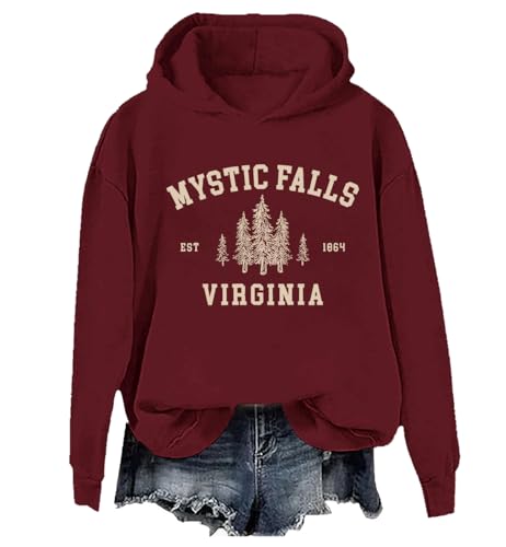 Mystic Falls Hoodie, Mystic Falls Sweatshirt, Mystic Falls Virginia Sweatshirt, Mystic Falls Timberwolves Hoodie, claret, S von Generisch