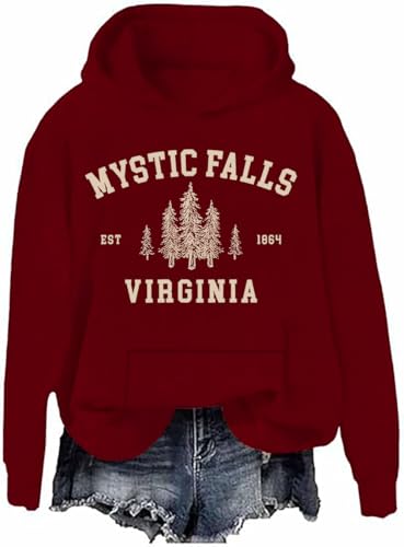 Mystic Falls Hoodie Mystic Falls Virginia Hoodie Mystic Falls Sweatshirt Mystic Falls Virginia Sweatshirts, claret, M von Generisch