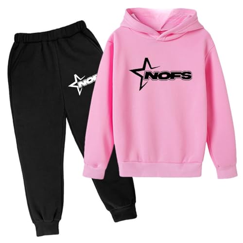 NOFS Streatwear Trainingsanzüge für Jungen Los Angeles Kinder Jogginganzug Y2K Hip Hop Sportanzug Kapuzenpullover Mädchen Herbst Pullover Langarm Unisex 2 Piece Hooded Sweatshirt Jogginghose von Generisch