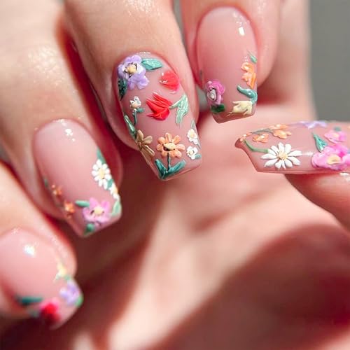 Nägel zum Aufdrücken – Künstliche Nägel aus Acryl mit einfacher Anwendung und lang anhaltendem Tragen, wiederverwendbare DIY Fake Nails für Frauen, perfekt für Partys, Hochzeiten, den täglichen von Generisch