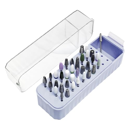 Nagelbohrer Bithalter - 40 -Loch -Nagelbohrer Bit Organizer | Pedikürehalter | Transparente Deckel Display Box Staubdichtes Schleifen Für Home Manicure Gel Polish Entfernung Pediküre Vorbereitung Nage von Generisch