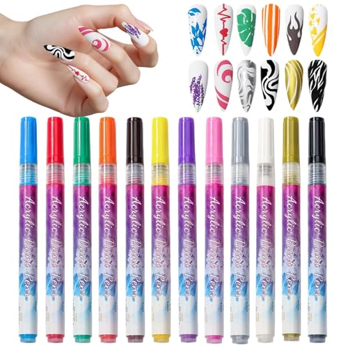 Nagellack Malstifte | 12 Stücke Kunst- Und Bastelbedarf Für Kinder, Erwachsene Sowie Frauen | Nagellack Kunst Polierstifte | Für Leinwand Fingernagel Bastel Salon Haus Anfänger von Generisch