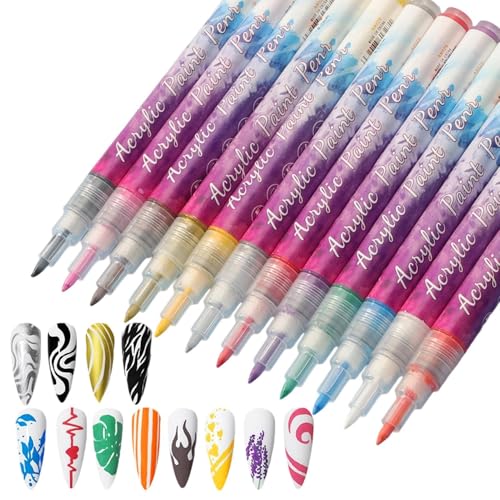 Nagellack Marker | 12 Stücke Kunst- Und Bastelbedarf Für Kinder, Erwachsene Sowie Frauen | Gel Nagellack Stifte Set,pour Fête Maison Extérieur Intérieur Jardin von Generisch
