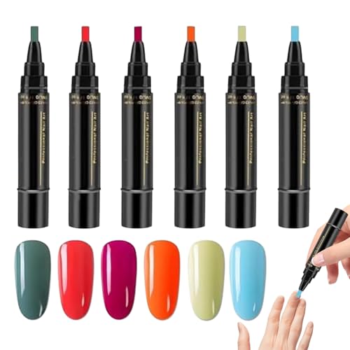 Nagellack Stifte Ohne UV, 6 Farben Gel Nagellackstifte Schnell Trocknend Und Langlebig, Tragbare Nail Polish Pens Für Maniküre, Schnelles Nachschminken von Generisch