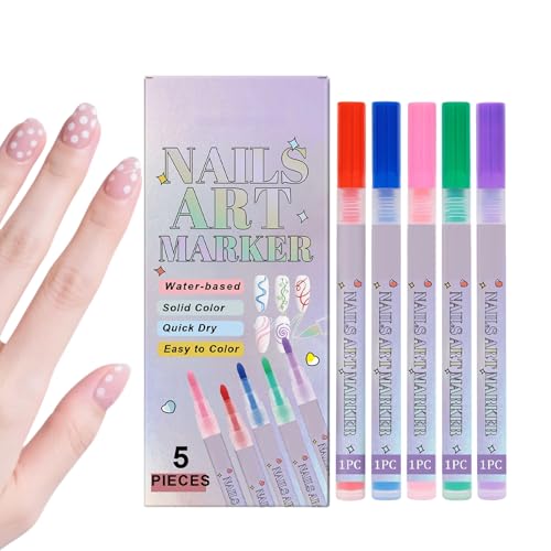 Nagellack Stifte - Wasserdichte Graffiti Punktier Lackstifte - 5 Farben Maniküre Deko Malstifte Mit 0.5mm Spitze Für Beauty Salon Frauen Mädchen von Generisch