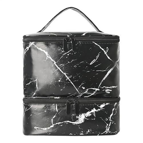 Nagellack-Tasche – Nagellack-Tragetasche | Nagel-Organizer, doppellagige Maniküre-Werkzeug-Aufbewahrungstasche | PU-Lampen-Organizer | leichte tragbare Reisetasche für Familien, Schwarz , Refer to von Generisch