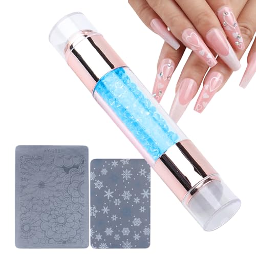 Nagelstempelstift – Doppelköpfiger Silikonstempel | Kunststempelstifte | Nagelkunstwerkzeuge | Diamantstempel | Strass-Stempel-Set | dauerhaftes Design | für Nagelstudio zu Hause von Generisch
