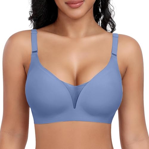 Nahtloser BHS Damen Ohne BüGel Push Up BH - Damen GroßE BrüSte Starker Halt V-Ausschnitt BüGelloser BH Seamless Bequem Schlaf BHS Gepolstert Bralette T Shirt FüR Frauen von Generisch