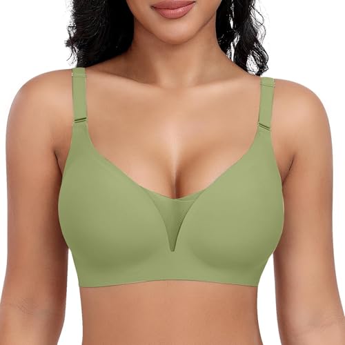 Nahtloser BHS Damen Ohne BüGel Push Up BH - Damen GroßE BrüSte Starker Halt V-Ausschnitt BüGelloser BH Seamless Bequem Schlaf BHS Gepolstert Bralette T Shirt FüR Frauen von Generisch