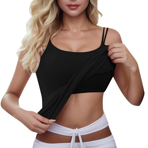 Nahtloses Bralette-Camisole für Damen mit integrierten Polstern, rückenfreiem Design aus Stoff und Unterwäsche Lockere Tank Tops Damen (Black, M) von Generisch
