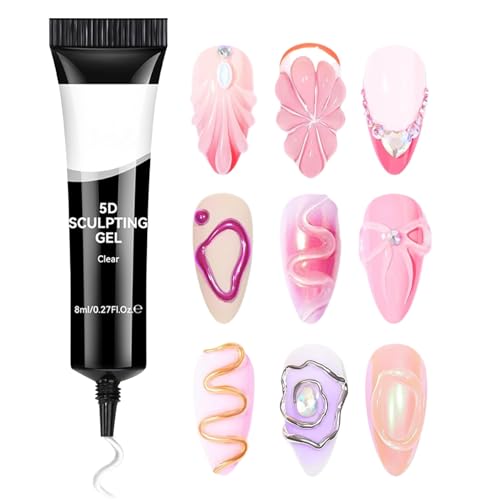 Nail Design Gel, 5D Sculpting Glue, Clear Molding Polish for Professional Beginner Salon Use Wedding Party Designs Halloween Christmas Home Manicure Kit for Women Girls Creative Fingernail Styling von Generisch