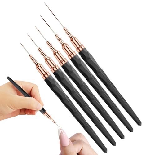 Nail Liner Pinsel - Nagelmalpinsel | Feine Spitze Nagel Detail Pinsel | 5x Precision Liner Pinsel Feine Spitzen | UV Gel Polish Malerei Nageldesign Werkzeuge für Lange Linien, dünne Details, feine von Generisch