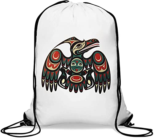Native American Thunderbird Totem Art Gym Sack Casual Drawstring Bag White von Generisch