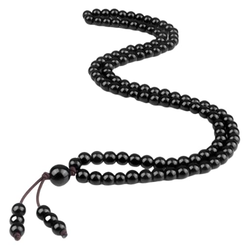 Natürliche 108 Mala Gebetsperlen Halskette Für Männer Und Frauen 6Mm Heilstein/Holzperlen Wickelarmband Halskette Spirituelle Meditation Schmuck Geschenke Obsidian von Generisch