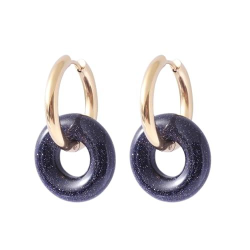 Natürliche Stein Runde Kristall Stein Anhänger Ohrringe Edelstahl überzogen Ohrringe, Einheitsgröße von Generisch