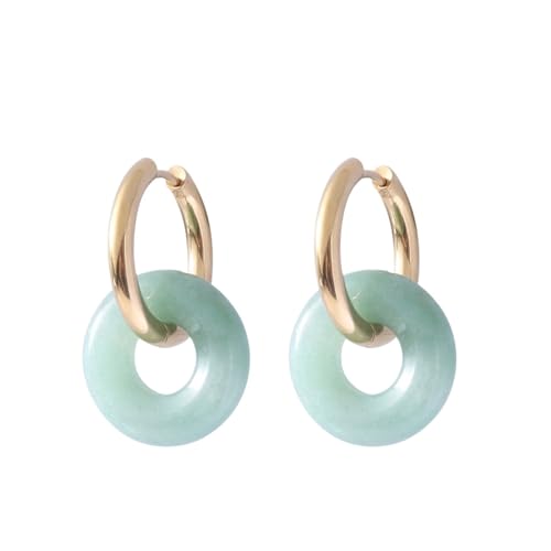 Natürliche Stein Runde Kristall Stein Anhänger Ohrringe Edelstahl überzogen Ohrringe, Einheitsgröße von Generisch